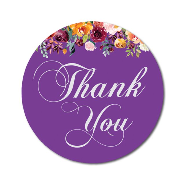 Darling Souvenir 45 Pcs Autocollants Floraux Ronds Violets Merci DIY Enveloppe Sceaux-1.6 Pouces