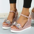 thumbnail image 1 of LSLJS Wedge Sandals for Women, Women's Open Toe Casual Shoes Rhinestone Comfortable Platform Wedge Sandals Shoes, 1 of 8