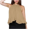 thumbnail image 2 of Weiqiqre Women's Clothing Adjustable Tie Neckline Ruffle Hem Sleeveless Flowy Halter Tops, 2 of 7
