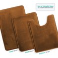 thumbnail image 3 of Set of 3 Clara Clark Bath Mat Bathroom Rug - Absorbent Memory Foam Bath Rugs - Non-Slip, Thick, Cozy Velvet Feel Microfiber Bathrug - Brown - Large 20"x32" - Small 17"x24" - Contour 24"x20", 3 of 6