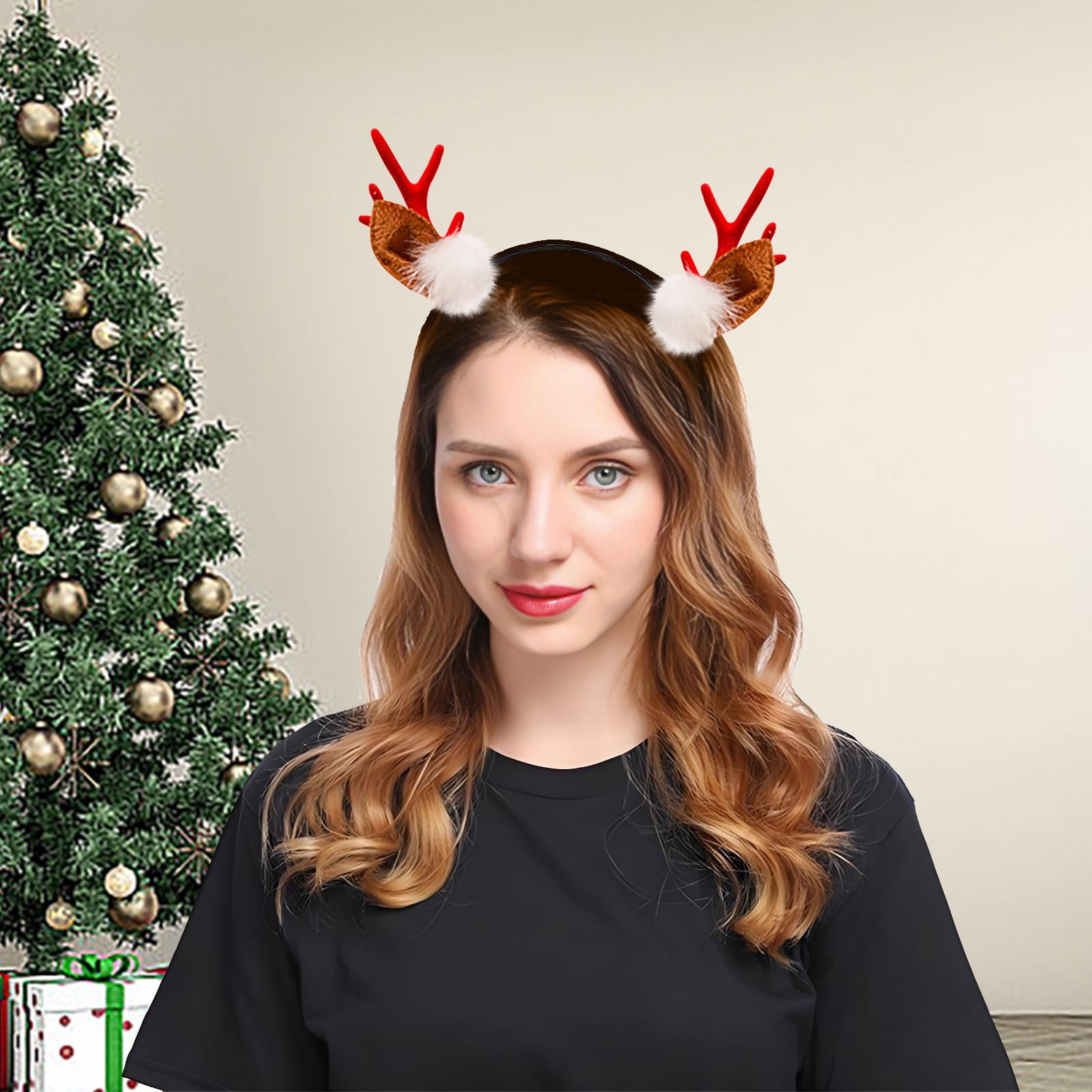 Lot de 2 serre-têtes de Noël avec épingles à cheveux en forme de bois de renne - Décoration festive - Pour femmes et filles - Accessoires de fête à thème d'Halloween