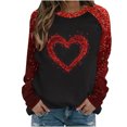 thumbnail image 1 of Penkiiy T-Shirt Ample à Manches Longues pour Dames Col Rond Confortable Hauts Slim Saint-Valentin Quotidien Grande Taille Imprimé Cœur S Rouge, 1 of 4