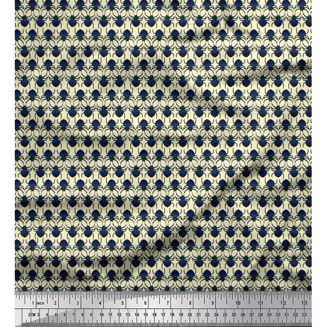 Soimoi Poly Georgette Fabric Spider Insects Print Fabric by The Yard 42 Inch Wide