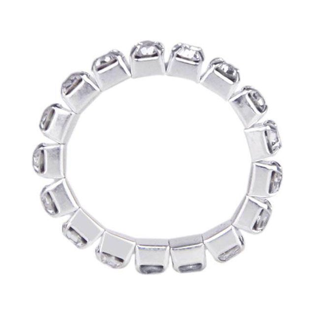 Bague de Mariage en Strass de Cristal à une Rangée de Bijoux en Argent Élastique 3mm