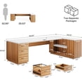 thumbnail image 2 of Tribesigns L-Shaped Executive Office Desk with File Drawers, Storage Cabinet, and Adjustable Shelves, 85.8-Inch Corner Business Workstation, White and Walnut, 2 of 5