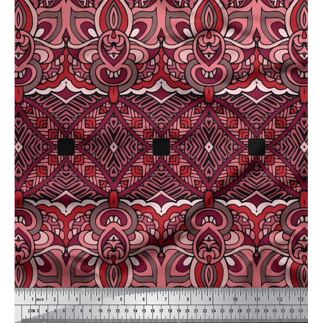 Soimoi Poly Georgette Fabric Geometric & Paisley Decorative Print Sewing Fabric Yard 52 Inch Wide