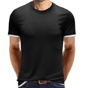 AherBiu Chemises manches courtes pour hommes Col d'équipage T Chemise pour hommes Cotton Hommes T-Shirts solides Casual Summer Tees léger