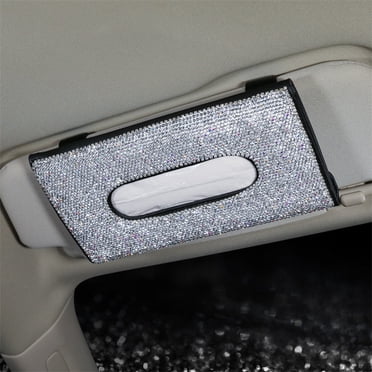 eing Car Tissue Holder Bling Cute Car Accessories for Women Sparkly Leather Sun Visor Napkin Hanging Stuff with Crystal Diamonds, 1 - Pack Black
