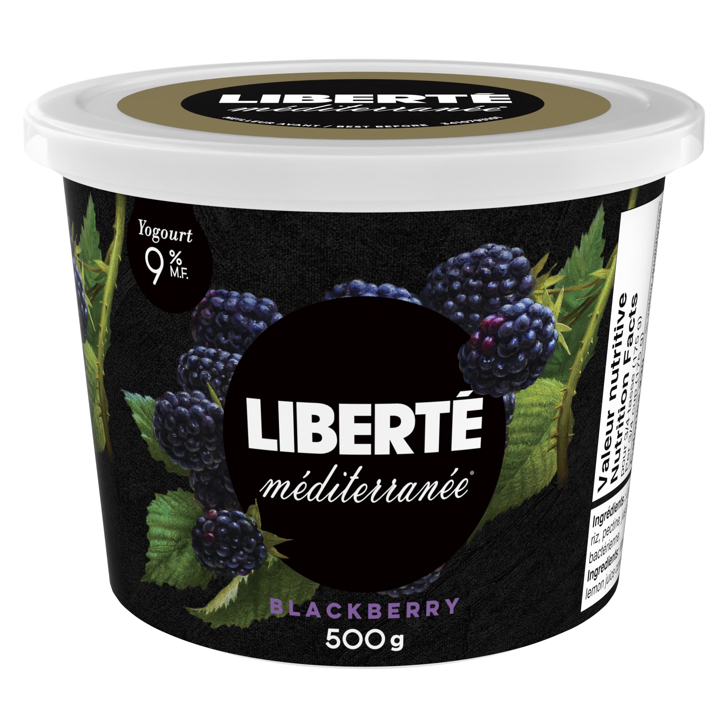 Yogourt Liberté Méditerranée 9 %, mûres, 500g