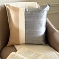 thumbnail image 3 of Cushion Cover Sofa, Gold & Grey 14"x14" (35x35 cm) Pillow Covers, Silk Color Block Patchwork Throw Pillows For Sofa, Patchwork Pattern Modern Style - Splendour Gold, 3 of 10