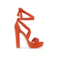 thumbnail image 3 of BLISSFUL STEP Sandales à Talon Bloc Plateforme à Lacets pour Femmes Orange (Taille 9), 3 of 7