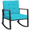 thumbnail image 2 of Costway Patio Rattan Rocker Chair Outdoor Glider Rocking Chair Cushion Lawn Turquoise, 2 of 8