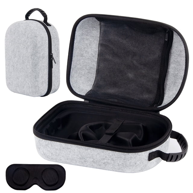 For Pour Oculus Oculos Quest 3 Casque VR Étui Portable Étui de Voyage Rigide en EVA Sac de Rangement Meta Quest 3 en Gris. l'Étui Présente une Coque Rigide en EVA durable avec une Doublure Intérieure Souple, une Pochette en Maille Zippée pour Accessoires, et une Sangle Sécurisée pour Maintenir le Casque en place. Il Mesure 13,39 x 9,06 x 4,53 Pouces et Comprend une Poignée Robuste pour un Transport Pratique. Compatible avec Meta Quest 3.