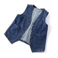 thumbnail image 5 of 2025 Womens Sleeveless Denim Vest Womens Denim Jacket V Neck Button Down Down Jacket Jean Jacket Plus Size Mini Skirt Dress Woman Long Jean Jacket Womens Dress, 5 of 5