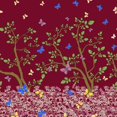 thumbnail image 1 of Soimoi Red Crepe Silk Fabric Insect & Tree Panel Printed Craft Fabric by The Yard 42 Inch Wide, 1 of 1