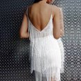 thumbnail image 3 of Mrat Robe de Danse Latine pour Femmes à Paillettes avec Ourlet à Franges, Justaucorps, Rumba, Jazz, Robes de Danse, Tenue de Danse, Robe de Fête, Soirée, Robe à Franges à Paillettes, Scintillante, Sans Manches, Mini, à Franges, Blanche, M, 3 of 6