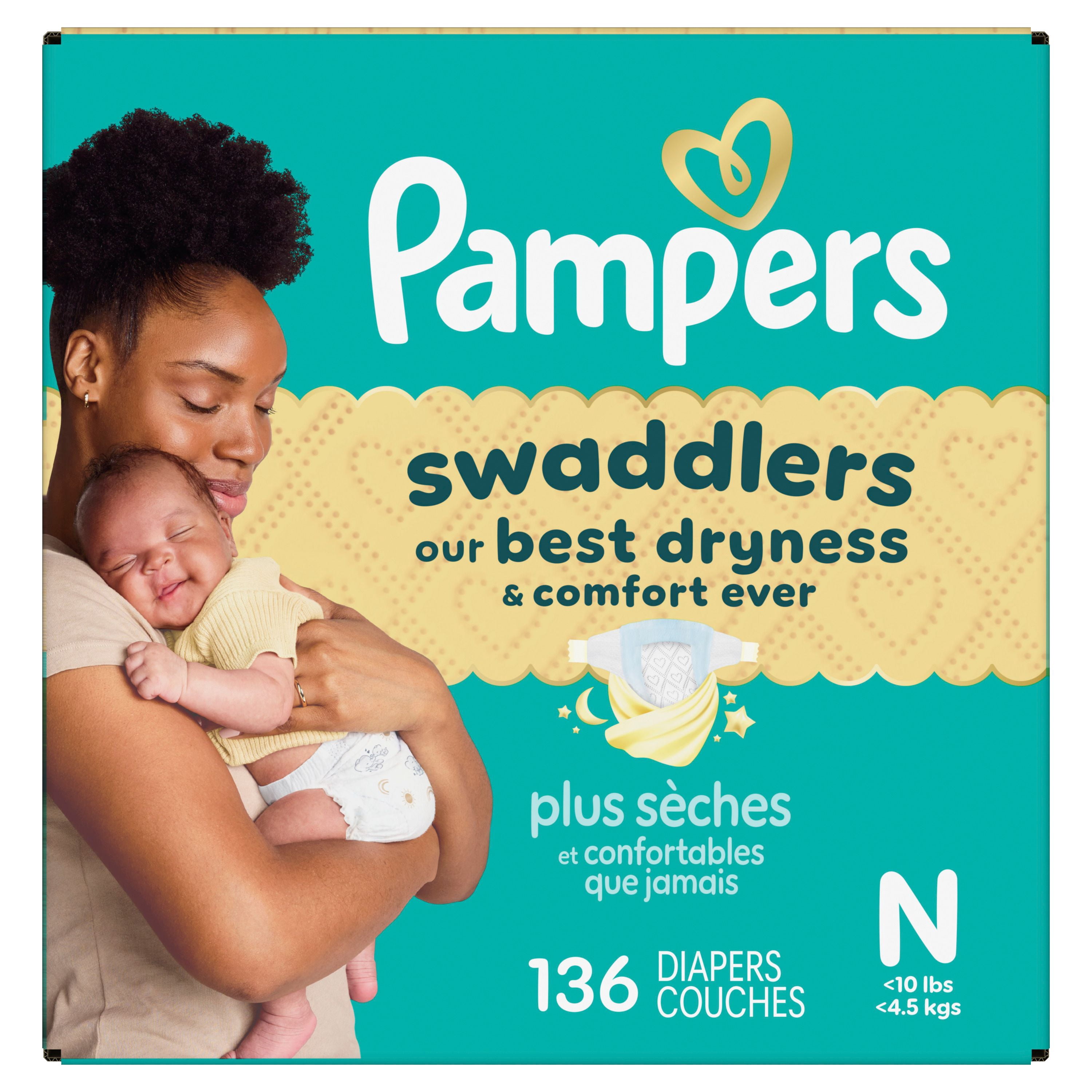Pampers Swaddlers Diapers, S2 (10-22 lbs), Count, Absorbent, Keeps Baby Dry and Comfortable
