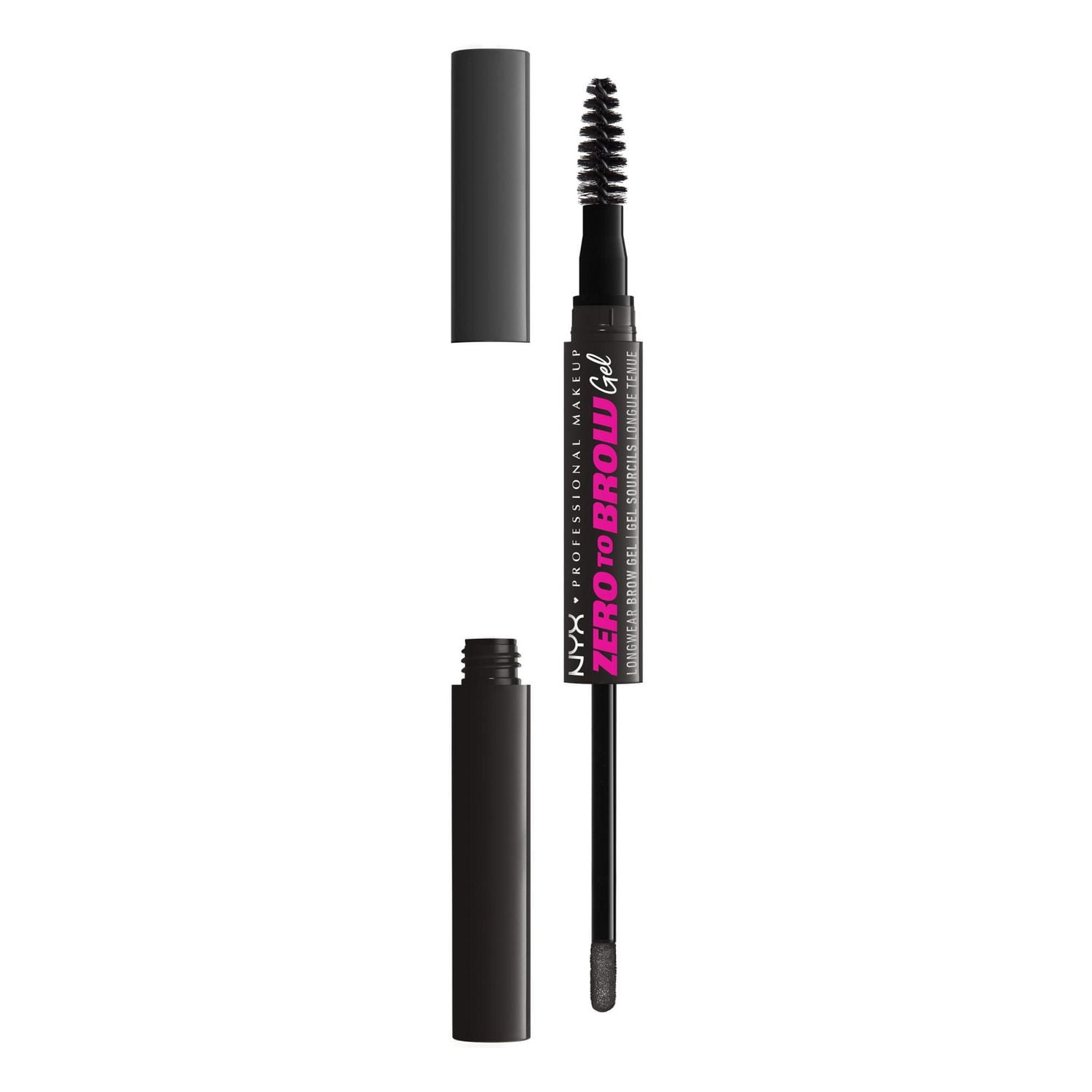 NYX PROFESSIONAL MAKEUP, Zero To Brow Longwear Gel, Dual-ended Liquid Eyebrow gel, Vegan Formula - Taupe