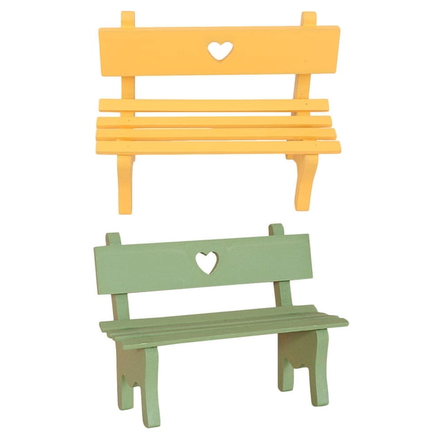 Miangastore 2pcs Mini Bench Miniature Furniture Park Chair Garden Village Patio Bench