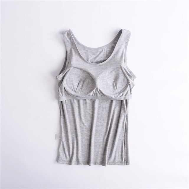 UPPADA Womens Crewneck Tank Tops Summer Sleeveless Scoop Neck Tees Solid Color Basic Slim Fitted Cami Shirts Womens Tank Tops Camisole Top Built In Bra Adjustable Straps,