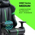 thumbnail image 4 of Hdcanada Orbit Series Racing Style Gaming Chair, Reclining Ergonomic Leather Chair with Footrest & Massage Lumbar Support - Green, 4 of 10