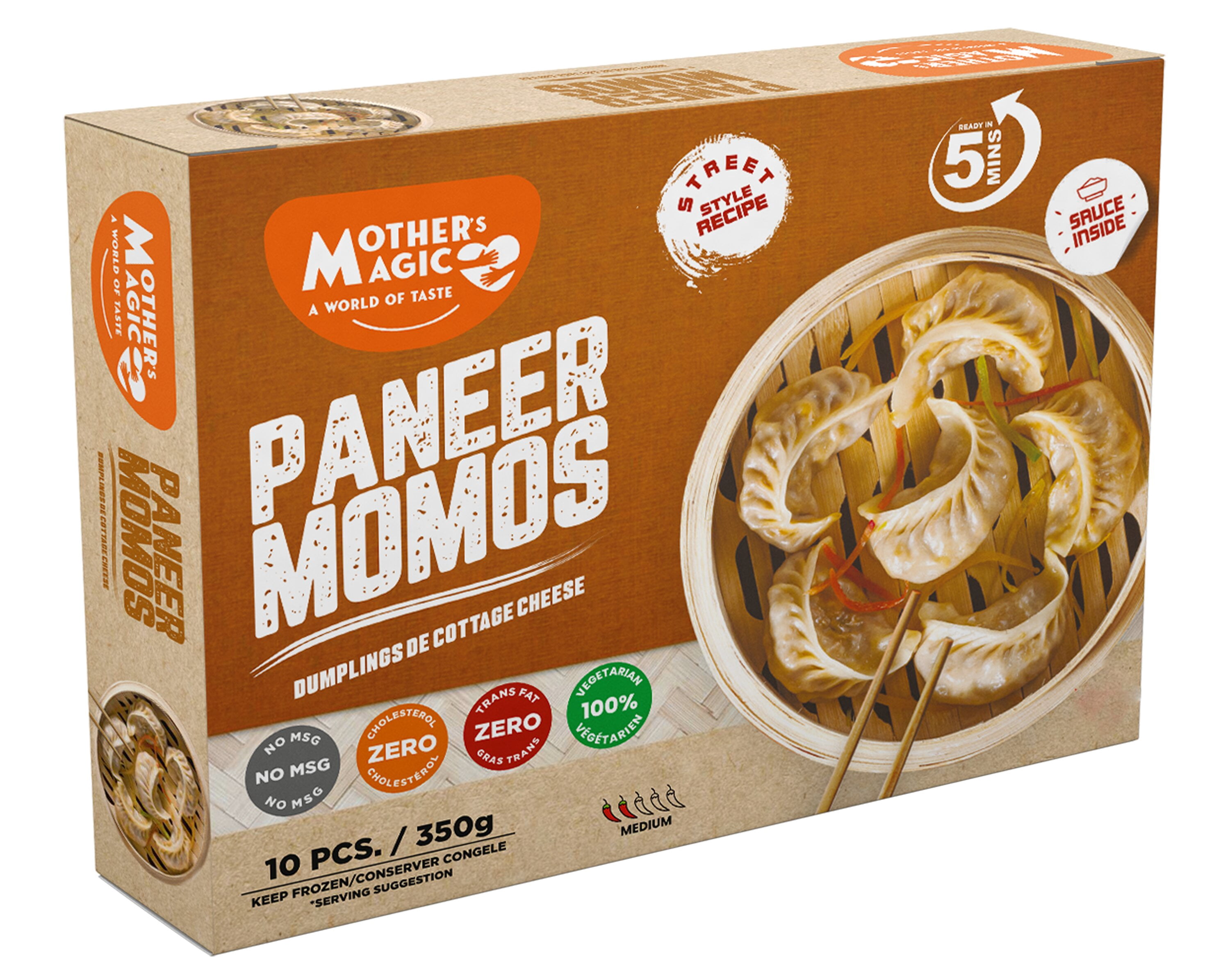 Mothers Magic Paneer Momos 350G, Paneer Momos – 350 g bag, frozen