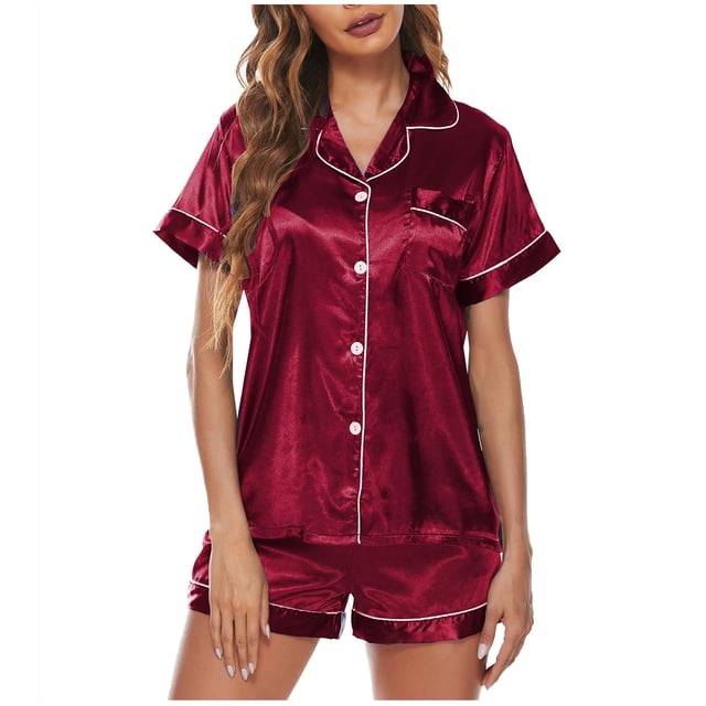 Pyjama de Maison pour Femmes, Ensemble Deux Pièces pour Femme, Manches Courtes et Pantalon, Tenue d'Intérieur