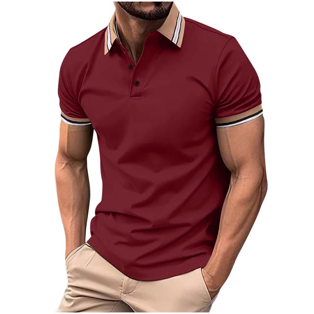 Birdeem Chemises pour Hommes Manches Courtes Chemise Patchwork Automne Bouton Col Rond Sport Chemise Manches Courtes pour Hommes