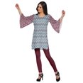 thumbnail image 3 of Moomaya Kurtis Courtes en Poly-Crêpe pour Femmes, Robe à Manches Kimono Imprimée, Haut Indien, 3 of 5