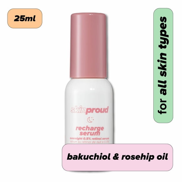 Skin Proud - Recharge Serum - Overnight Retinol Serum with 1% Retinoid & Bakuchiol Complex, 100% Vegan (25ml)
