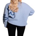 thumbnail image 3 of Women Flower Print Knit Sweater Loose Long Sleeve Pullovers Jumpers, 3 of 6