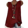 thumbnail image 1 of Débardeur T-shirt Ample Sans Manches en Coton et Lin pour Femmes, Gilet Tee Blouse, Camisoles, Grande Taille, 1 of 2