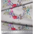 thumbnail image 2 of Soimoi Gray Poly Georgette Fabric Insect,Rose & Wreath Flower Printed Fabric 1 Yard 52 Inch Wide, 2 of 3