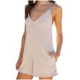 thumbnail image 1 of Timegard Womens Rompers Deep V Neck Adjustable Spaghetti Strap Slim Comfy Short Jumpsuit Summer Casual, 1 of 8