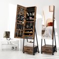 thumbnail image 2 of Costway Jewelry Cabinet Armoire Full Length Mirror Lockable w/ Bottom Drawer & Wheels, 2 of 10