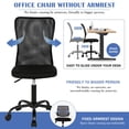 thumbnail image 4 of NiamVelo Armless Mesh Office Chair Adjustable Ergonomic Desk Chair with Casters, Mid Back Swivel Rolling Executive Task Chair for Home Office, Black, 4 of 7