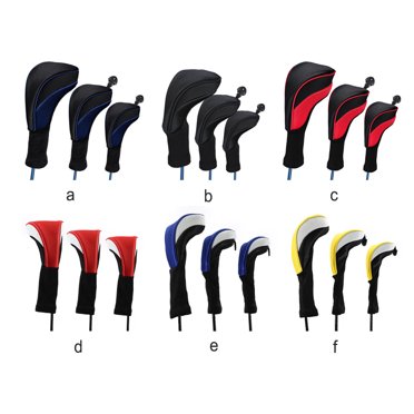 VONKY Pack of 3 Golf Club Cover Iron Putter Long Neck Headcovers Set Outdoor Sports Golfing Guard Sleeve Accessories Yellow White