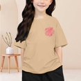 thumbnail image 2 of Fshinging Girls T Shirt Letter Printed Round Neck Short Sleeved Lightweight Tops & Blouses, 2 of 7