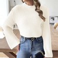 thumbnail image 2 of Yuyuzo Chandail Court pour Femmes Col Haut Manches Longues Tricot Doux, 2 of 6