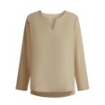 thumbnail image 2 of Chemise Sans Col à Manches Longues pour Hommes, Couleur Unie, Mode, Coupe Ample, 2 of 5