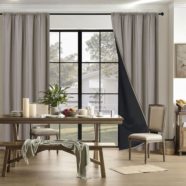 Chmadoxn Home Decor, Room Decor, Wall Decor Polyester Pongee Rod-Pull Light-blocking Curtains Living Room Sun-Blocking Curtains Heat-Insulating And Soundproof Curtains Polyester Blackout Curtains