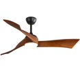 thumbnail image 1 of Sofucor 52 Inch Ceiling Fan with Light, 3 Walnut Solid Wood Blades, Matte Black, Dimmable 3‑Colour LED Light with Memory, Quiet Reversible Motor, 5"/10" Downrod Included, 1 of 11