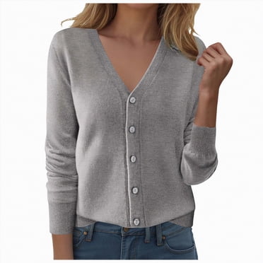 Splozh Chandails en Tricot Torsadé pour Femmes Cardigan Décontracté Imprimé Haut à Manches Longues Veste Cardigan Haut Gris,TG