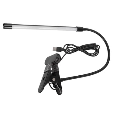 Nikou Lampe de Lecture USB réglable, Lampe de Bureau à Tube Unique à DEL, Lampe réglable à Pince de Table, Noir, Luminosité Froide et Chaude
