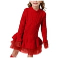 thumbnail image 1 of Splozh Robes d'Automne pour Filles Printemps et Automne Robe d'Hiver à Manches Longues pour Filles Robe de Fête Motif Robe en Maille Rouge,12-18 Mois, 1 of 6