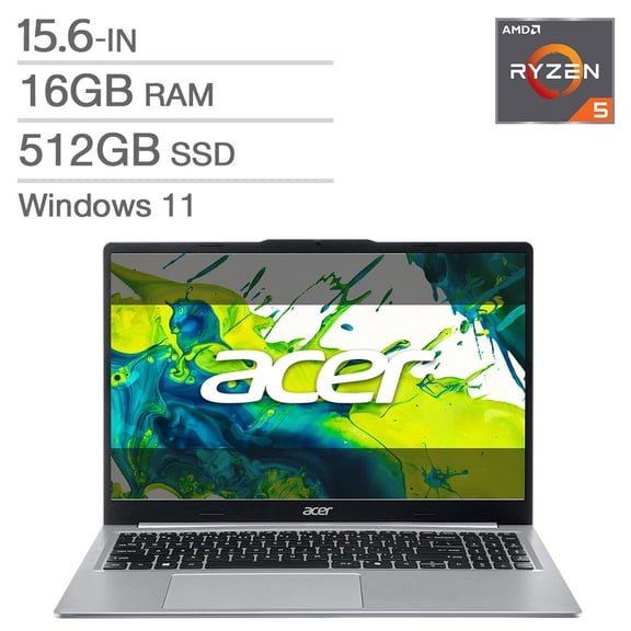 Acer Aspire Lite - 15,6 Po FHD/ AMD Ryzen 5/ 16 Go RAM/ 512 Go SSD/ W11 Home - Excellent Remis à Neuf Certifié avec Garantie du Fabricant Acer de 1 An