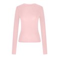 thumbnail image 5 of Timegard Hauts de Sortie pour Femmes Col Ras du Cou Manches Longues Ajusté Blouse Unie Décontractée Confortable T-Shirt Hauts, 5 of 5