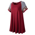 thumbnail image 5 of LARACE Hauts Décontractés pour Femmes Grande Taille Col Ras du Cou Manches Courtes Chemisier Tunique Hauts Bourgogne 3X, 5 of 5
