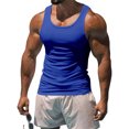 thumbnail image 2 of Innerwin Muscle Shirts Scoop Neck Mens Summer Tops Sport Solid Color Lightweight Tank Blue S, 2 of 3