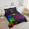 thumbnail image 4 of Erosebridal Colorful Starry Sky Bedding Twin Comforter Set, Neon Galaxy Down Comforter, Geometry Decor, Lightweight 2pcs, 4 of 7